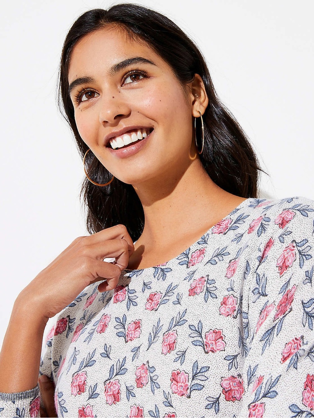 NWT! Ann Taylor LOFT Floral Print Wool-Blend Lightweight Sweater. Size Small. - Picture 2 of 8